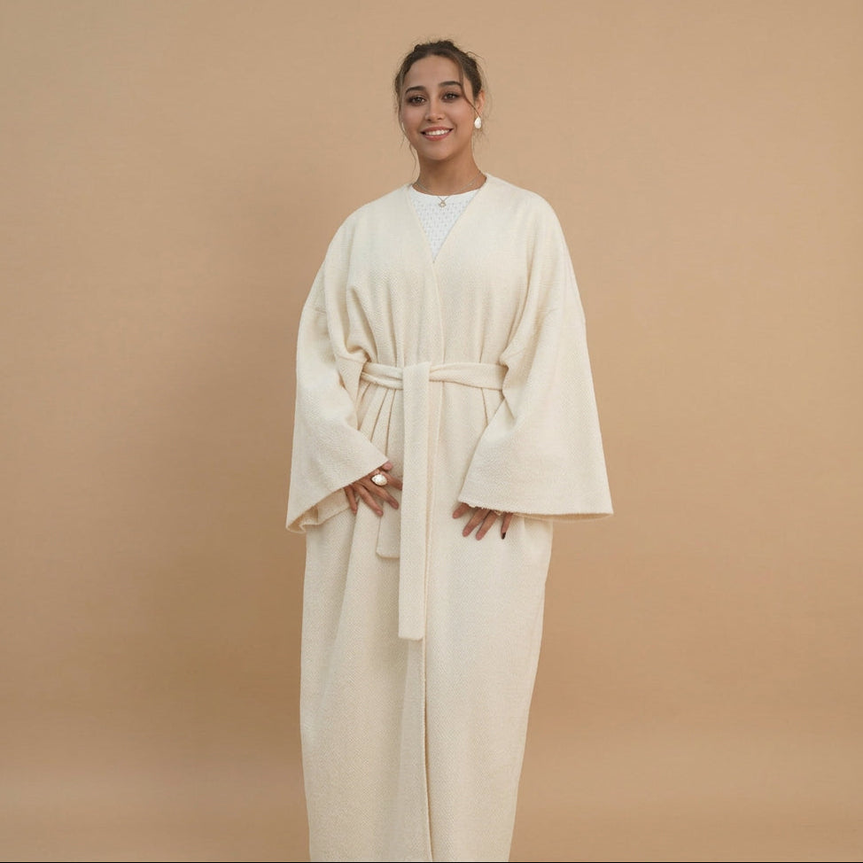 Winter Fall Thick Velvet Open Abaya Dress For Muslim Women #251125