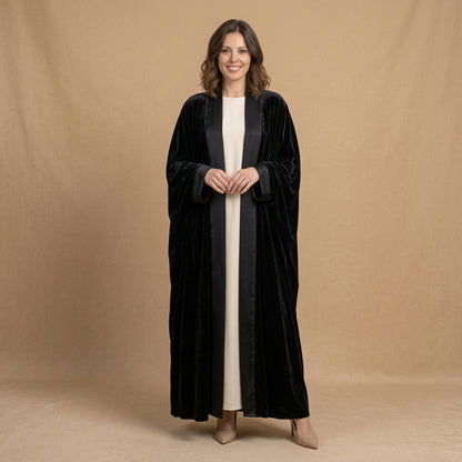 Winter Fall Muslim Women Velvet Open Abaya Dress Coat #261406