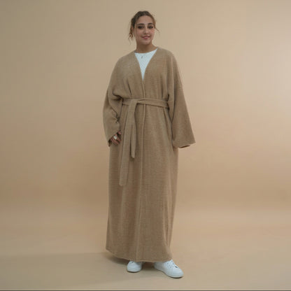 Winter Fall Thick Velvet Open Abaya Dress For Muslim Women #251125