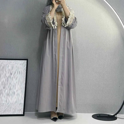 Embroidery Tassel Muslim Women Cardigan Open Abaya Dress