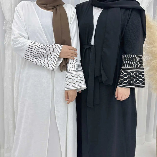 Embroidery Sleeve Muslim Women Cardigan Open Abaya Dress