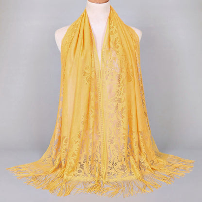 Muslim Women Lace Hollow Tassel Hijab Scarf #26VS068
