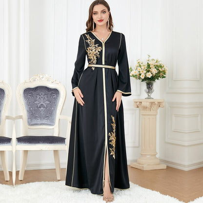 Eid Dress Middle East Arab Women Black Kaftan Dress Caftan