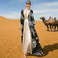 2 Pieces Set Embroidery Cardigan Open Abaya Dress For Muslim Women Evening Party