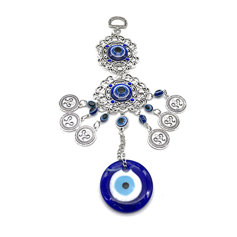 Blue Evil Eye Decor Wall Hanging Ornament Amulet for Home, Office, Car Decoration-Sign of Protection, Blessing and Strength