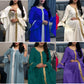 Lotus Leaf Sleeve Embroidery Kaftan Dress Arabic Jalabiya