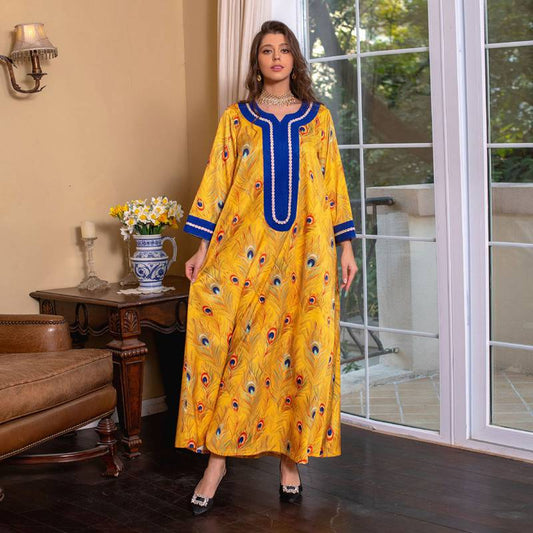 Ramadan Eid Caftan Hotfix Rhinestone Women Kaftan Dress Jalabiya With Hijab Scarf