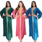Hotfix Rhinestone Velvet Eid Dress Women Kaftan Jalabiya