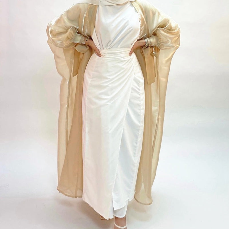 Muslim Women Satin Tunic Abaya Dress
