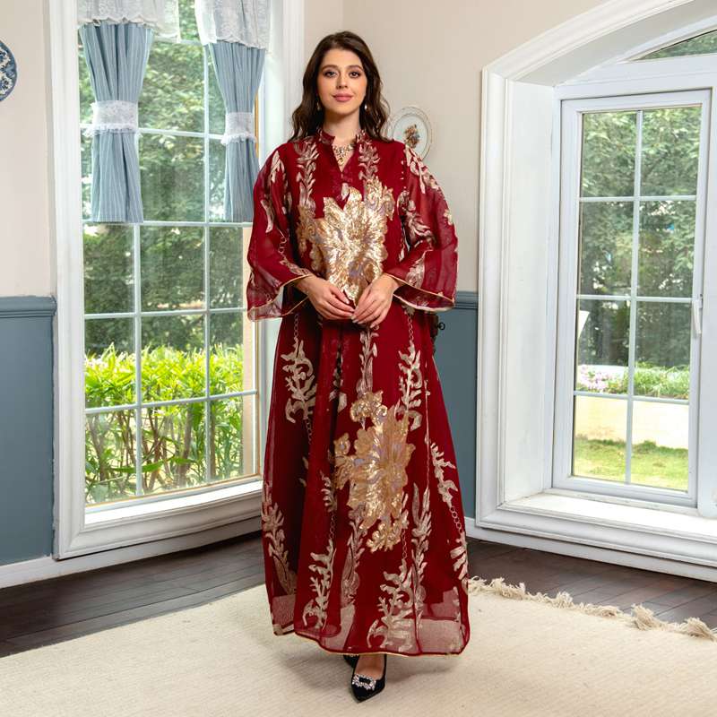 Eid Luxury Caftan Kaftan Dress Jalabiya With Sequins Embroidered