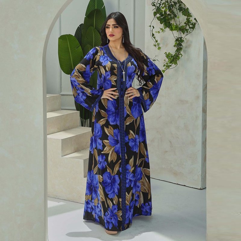Fashion Printed Kaftan Dress Jalabiya Women Caftan