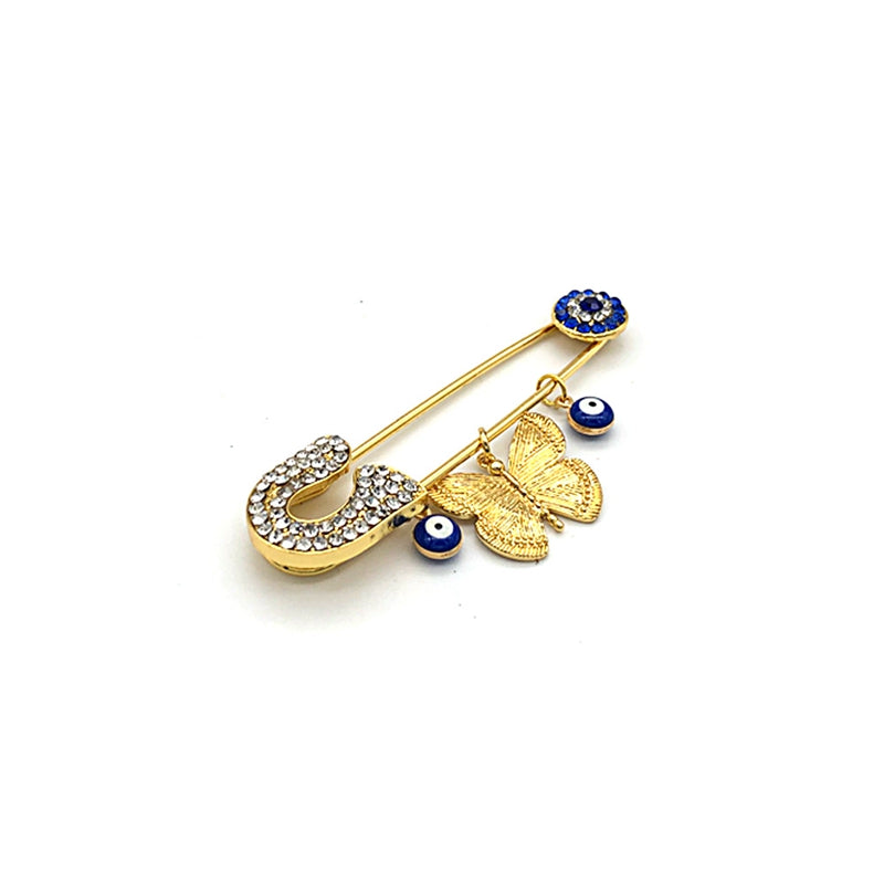 Muslim Islamic Turkish Rhinestone Evil Eye Brooch Pin Amulet for Women and Baby