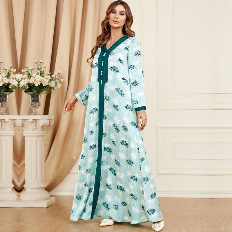 Eid Dress Middle East Arab Printed Kaftan Dress Caftan