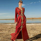 Arab Dubai Hand-stitched Rhinestone Evening Satin Kaftan Dress For Women