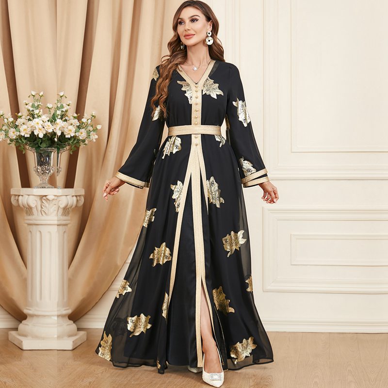 Eid Dress 2 Pieces Set Middle East Arab Women Kaftan Dress Caftan With Long Sleeve Inner Dress