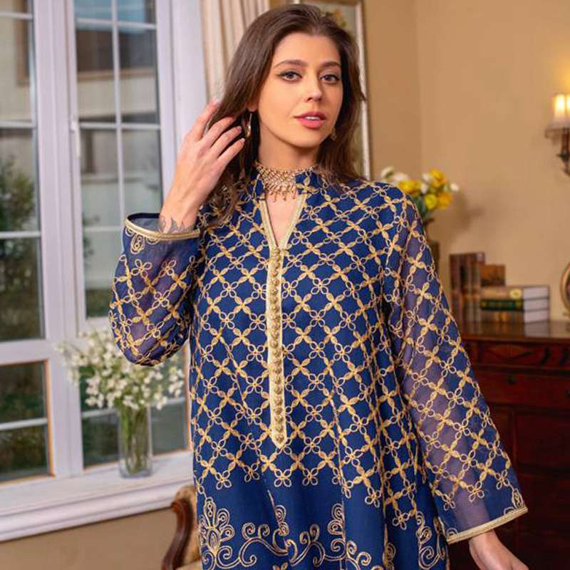 Eid Dubai Arab Middle East Women Embroidery Doris Kaftan Dress