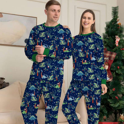 Printed Dinosaur Christmas Pajamas Sets Family Matching Sleepwear Loungewear