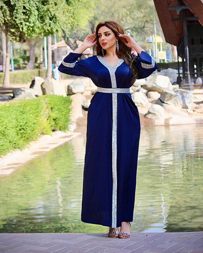 Long Sleeve Turkey Dubai Women Kaftan Dress Jalabiya – urgarment