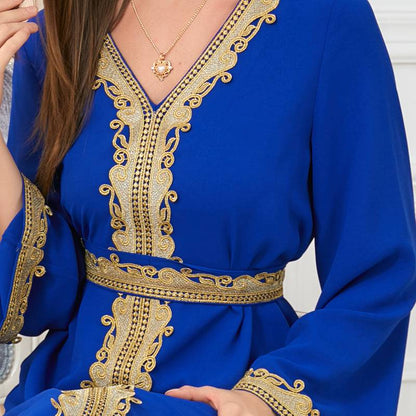 Eid Dress Women Middle East Arab Embroidery Woven Fabric Kaftan Dress Caftan