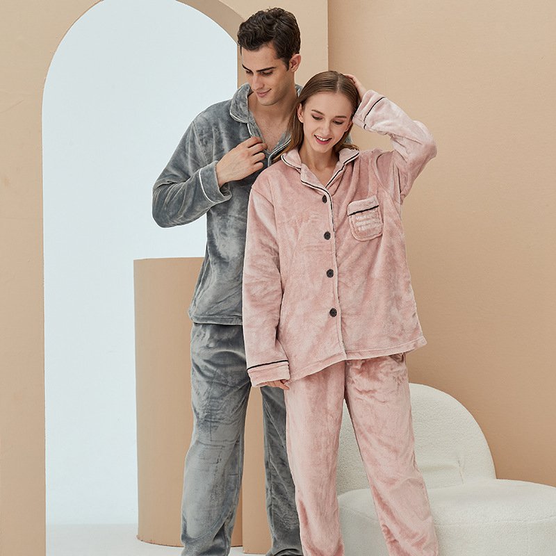 Winter Fall Couple Thick Velvet Loungewear Sleepwear Set Urgarment