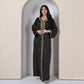 Muslim Women Hotfix Rhinestone Black Kaftan Dress Jalabiya
