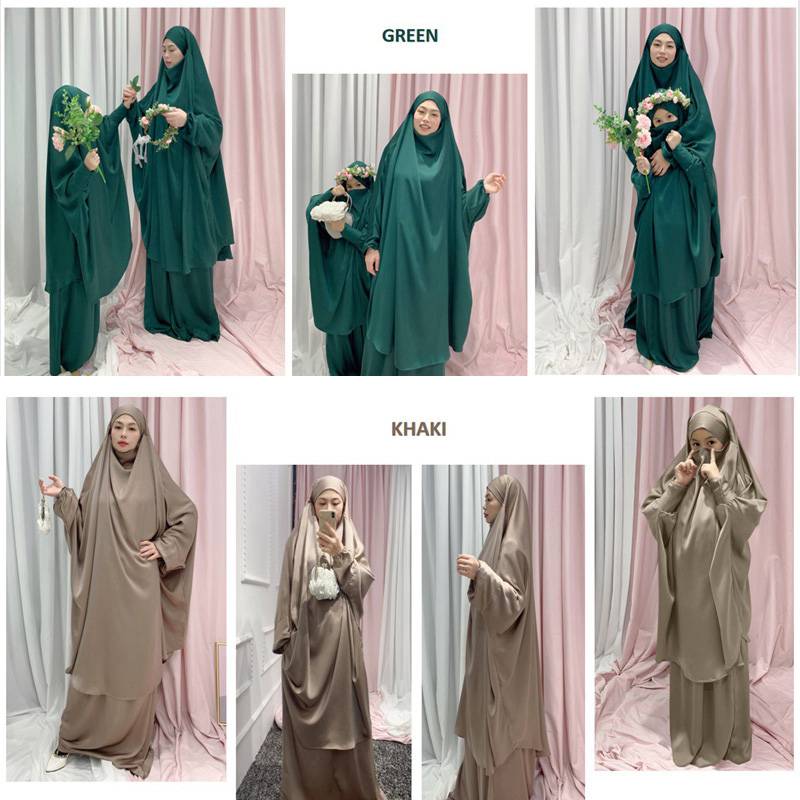 Muslim Women Prayer Dress Jilbab Robe Mother And Daughter Girl Matchin ...