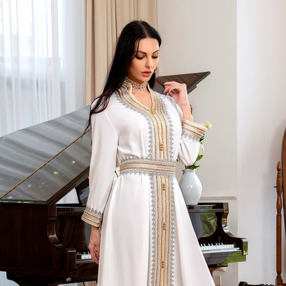 Evening Party Abaya Kaftan Dress 2 Pieces Set With Inner Sleeveless Dress
