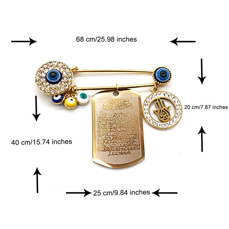 Muslim Islamic Turkish Rhinestone Evil Eye Brooch Pin Amulet for Women and Baby