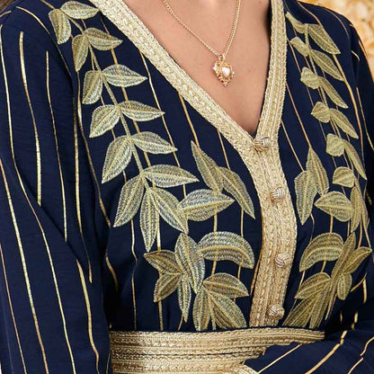 Eid Dress Muslim Women Embroidery Woven Fabric Caftan Kaftan Dress