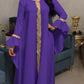Lotus Leaf Sleeve Embroidery Kaftan Dress Arabic Jalabiya