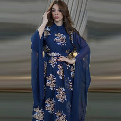 Middle East Dubai Mesh Muslim Women Kaftan Dress