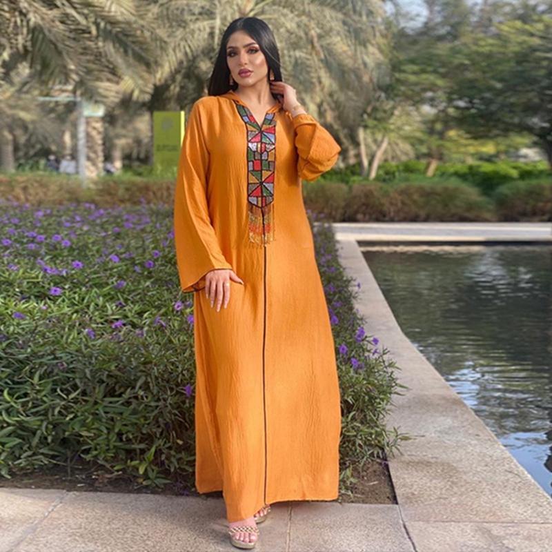 Dubai Hooded Kaftan Dress djellaba abaya femme Jalaba Jalabiya