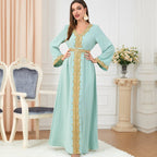 Eid Dress Women Middle East Arab Embroidery Woven Fabric Kaftan Dress Caftan