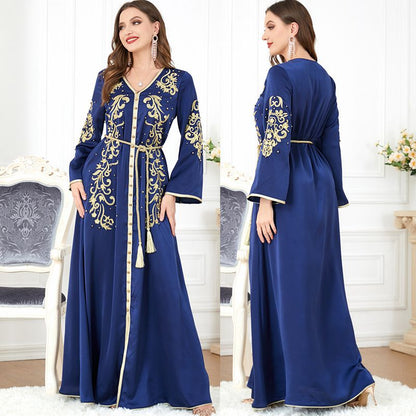 Eid Dress Satin Embroidery Kaftan Dress Caftan For Women Arab Middle East
