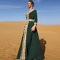 Muslim Women Middle East Vintage Elegant Caftan Kaftan Dress With Lace Embroidered