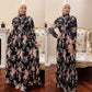 Muslim Women Agaric Laces Chiffon Printed Abaya Dress