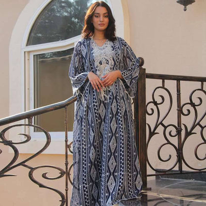 Arab Doris Embroidery Sequins Women Caftan Kaftan Dress
