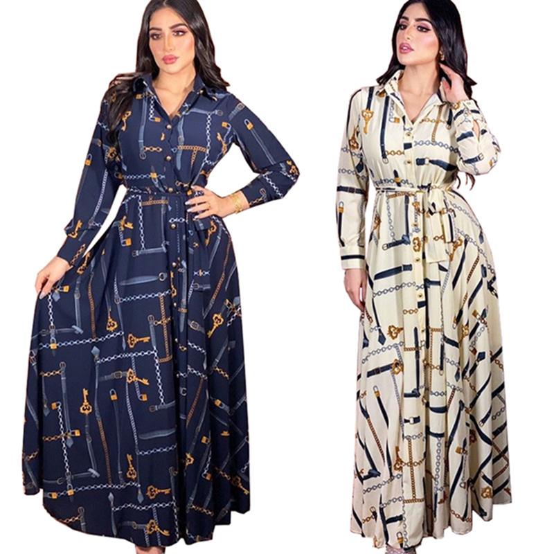Chain Printed Women Kaftan Dress Jalabiya