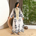 Dubai Arab Eid Embroidered Evening Kaftan Dress