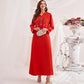 Hand-stitched Rhinestone Hooded Wine Red Femme Djellaba Women Abaya Kaftan Dress Jalaba
