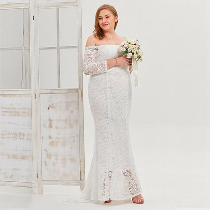 Plus Size Lace Wedding Evening Formal Dress For Women