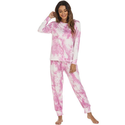 Tie-Dye Pajamas Women Long Sleeve Sleepwear Set