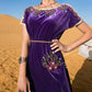 Hand-stitched Rhinestone Muslim Women Velvet Kaftan Jebba Algerian Djebba Gandoura Dress