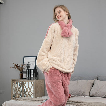 Women Winter Fall Coral Velvet Loungewear Sleepwear Set