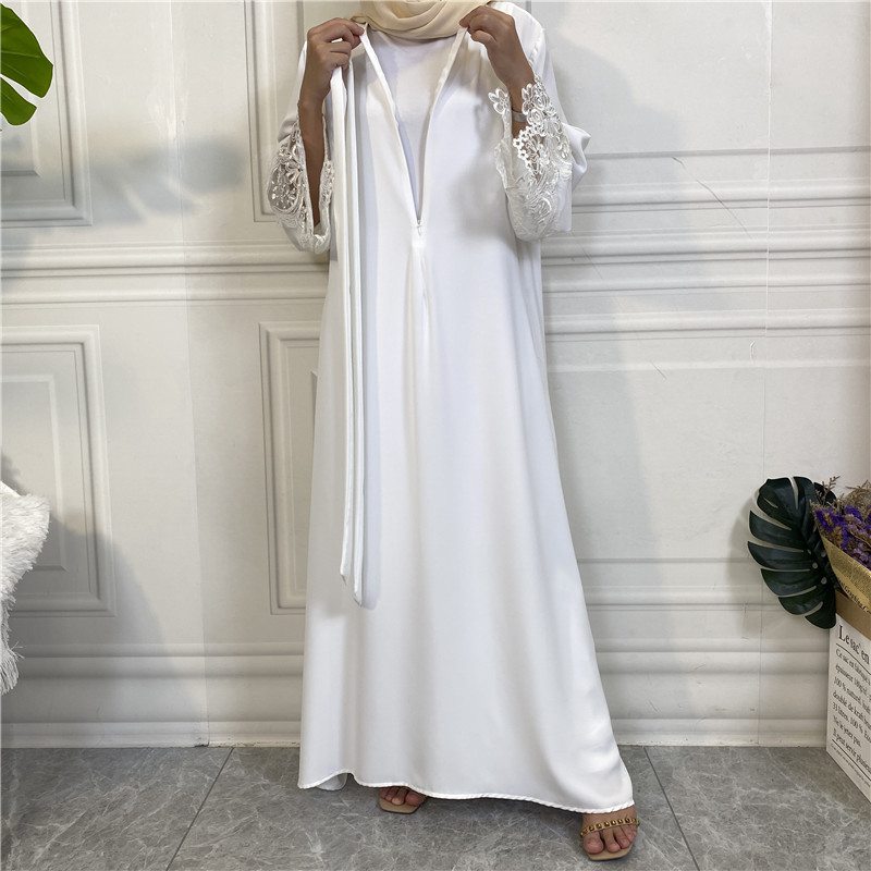 Muslim Women Lace Sleeve Nida Abaya Dress