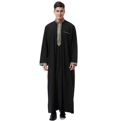 Muslim Islamic Mens Arab Clothing Long Sleeve Jubbah Thobe Thawb