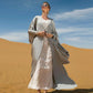 Middle East Dubai 2 Pieces Set Open Abaya Dress With Inner Dress