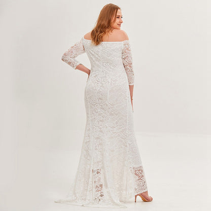 Plus Size Lace Wedding Evening Formal Dress For Women