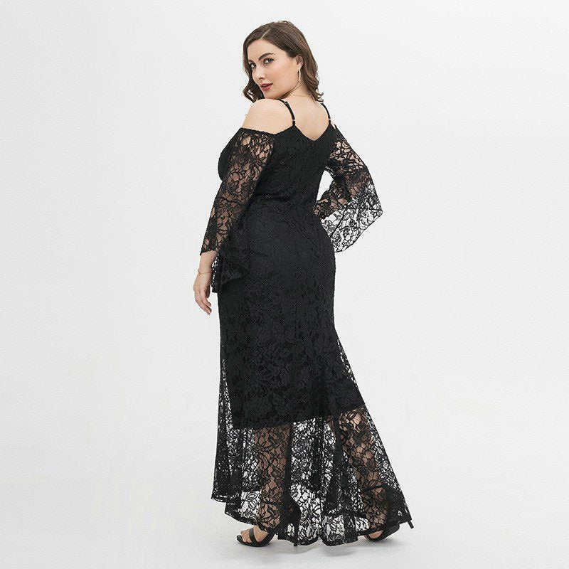 Women Plus Size Sling Lace Evening Formal Dress