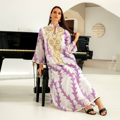 Muslim Women Embroidery Kaftan Dress Turkish Middle East